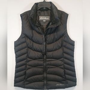 Eddie Bauer Women’s Large EB650 Down Puffer Vest Black Full Zip Insulated